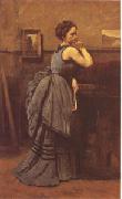 Jean Baptiste Camille  Corot Woman in Blue (mk05) china oil painting reproduction